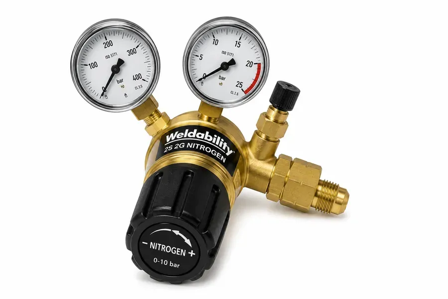 Two-Stage Two-Gauge Regulator, 10 Bar — Side Entry