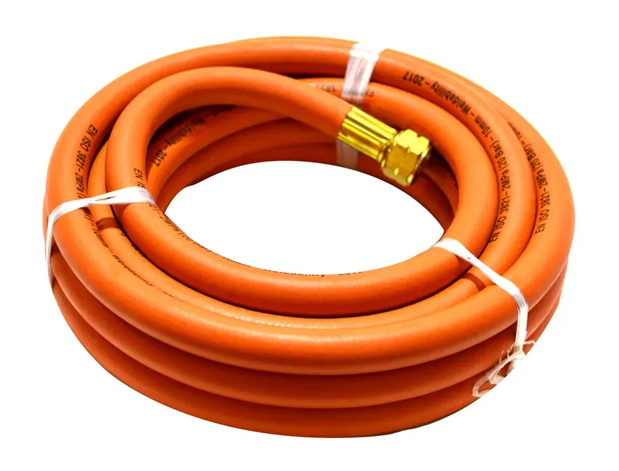 6mm x 5 Metre Fitted Propane (Orange) Hose 1/4" Check Valves