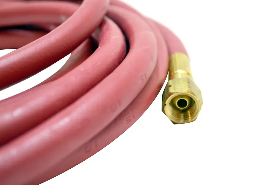 6mm x 5 Metre Fitted Acetylene (Red) Hose 1/4" Check Valves — image 2