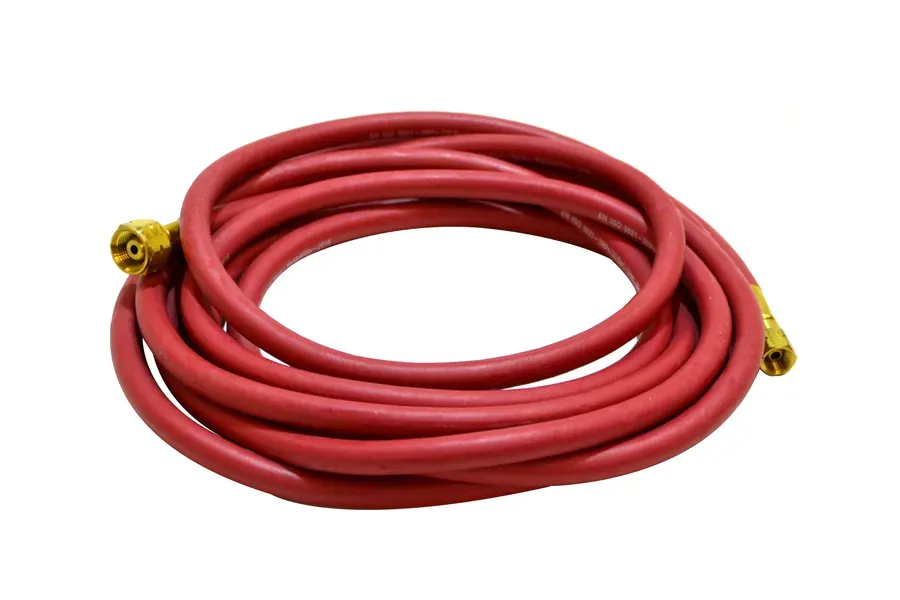 6mm x 5 Metre Fitted Acetylene (Red) Hose 1/4" Check Valves