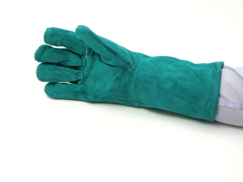 General Purpose Welding Gauntlets — Green Split Leather — image 2