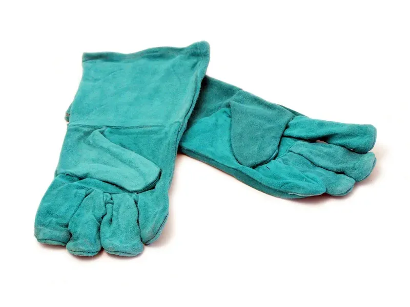 General Purpose Welding Gauntlets — Green Split Leather