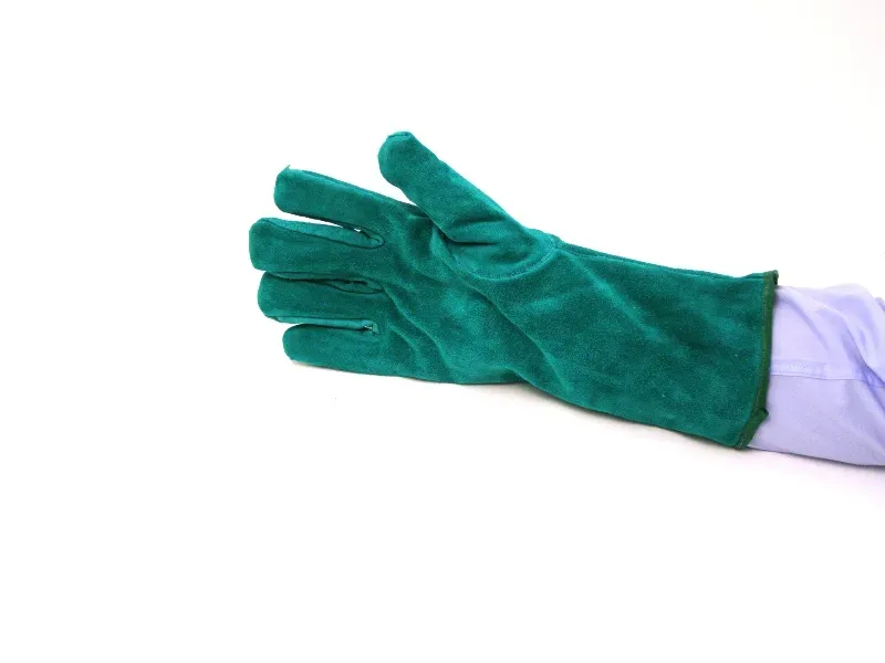 Reversible Welding Gauntlets — Green Split Leather — image 2