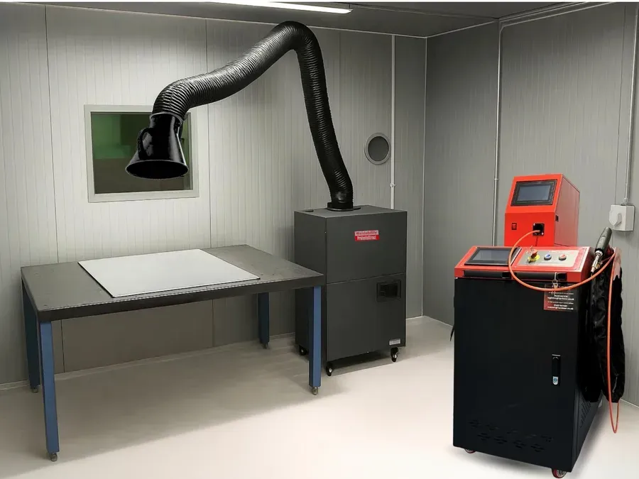 2.44 × 2.28 × 2.70 m Cepro Unisonic laser welding booth with single door, vision panel, roof enclosure, and 600 × 600 mm side window. — image 3