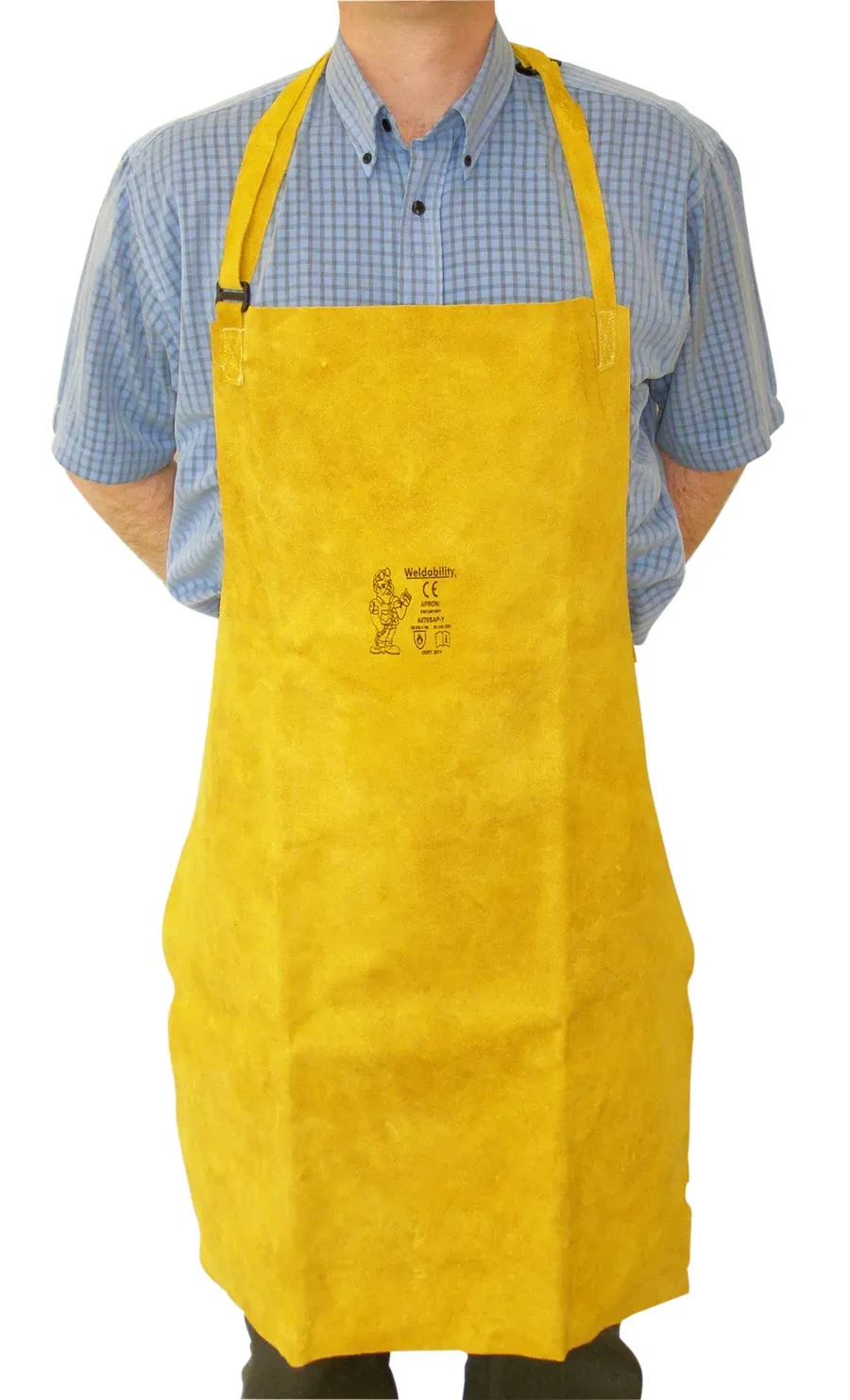 Heat Resistant Leather Welding Apron — Yellow — image 2