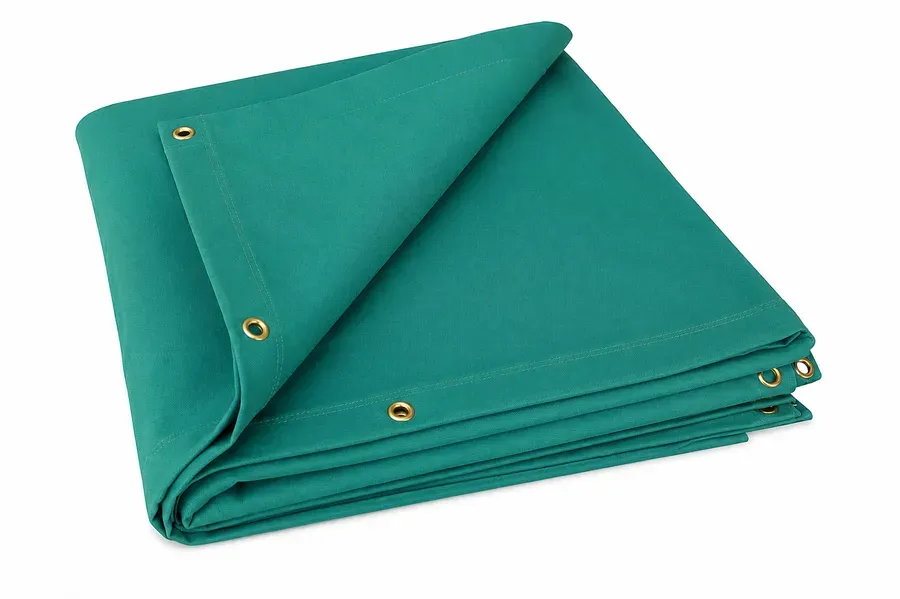 Green Canvas Welding Curtains, BS 5438 — Multiple Sizes