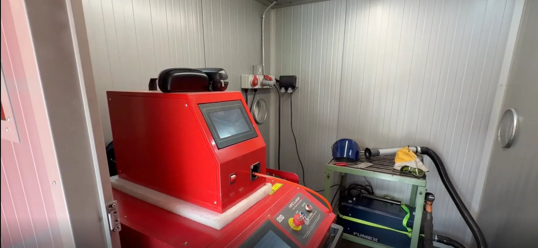 The fibre laser welder, ready to run on your parts.