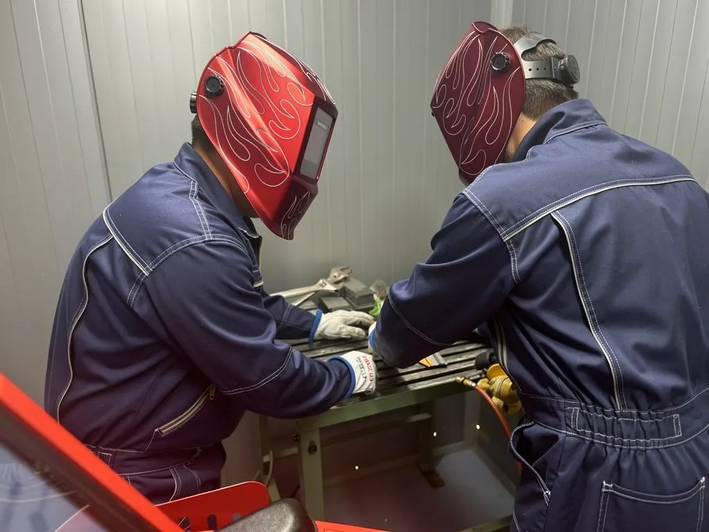 Hands-on: customers welding their own material on site.